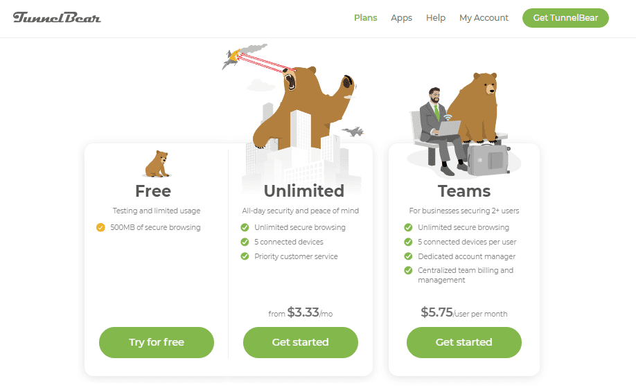 Tunnelbear VPN Plan